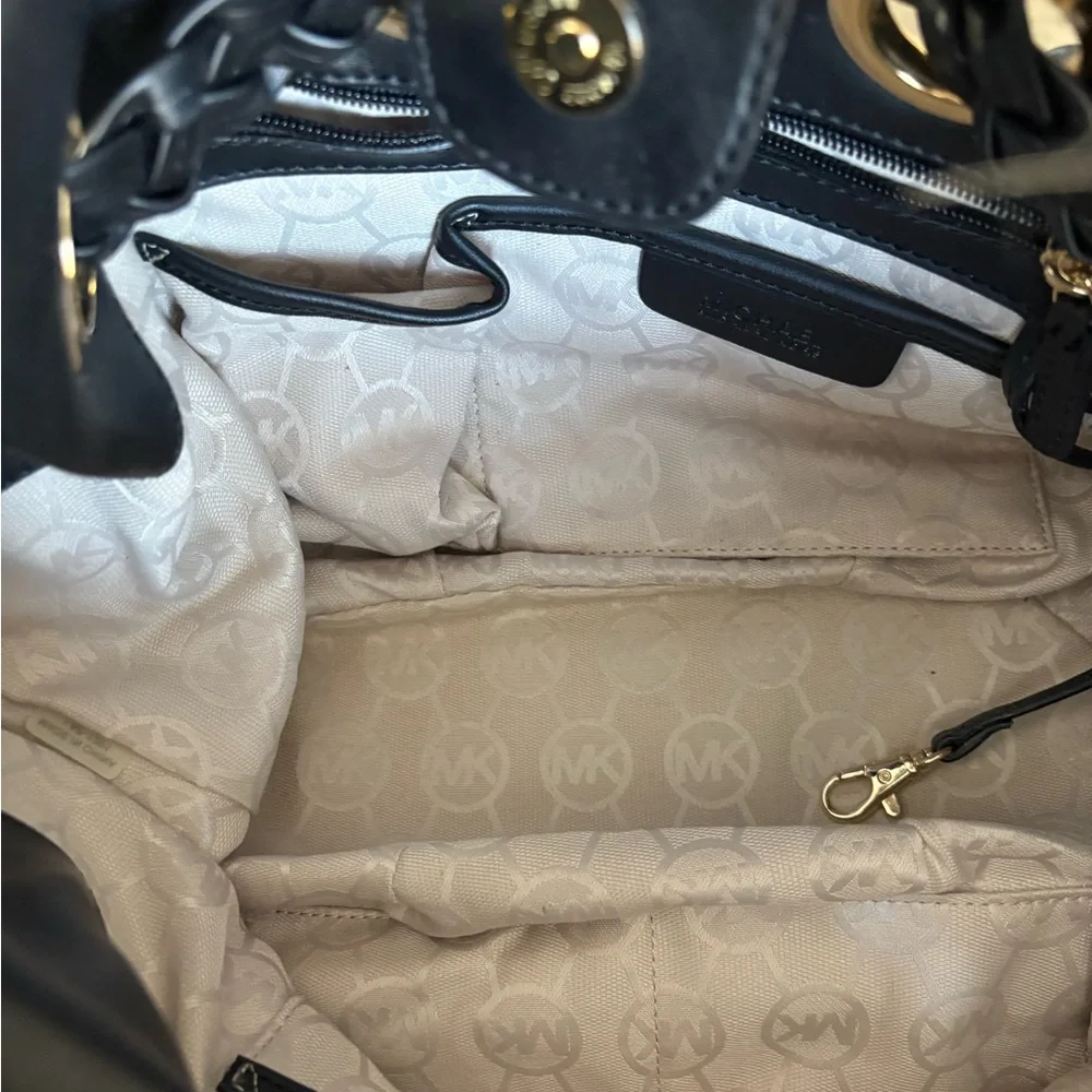 🖤🖤MICHAEL KORS LARGE BLACK BRAIDED LEATHER & SOFT STRAW SHOULDER/TOTE BAG! 🖤🖤 - Picture 9 of 9